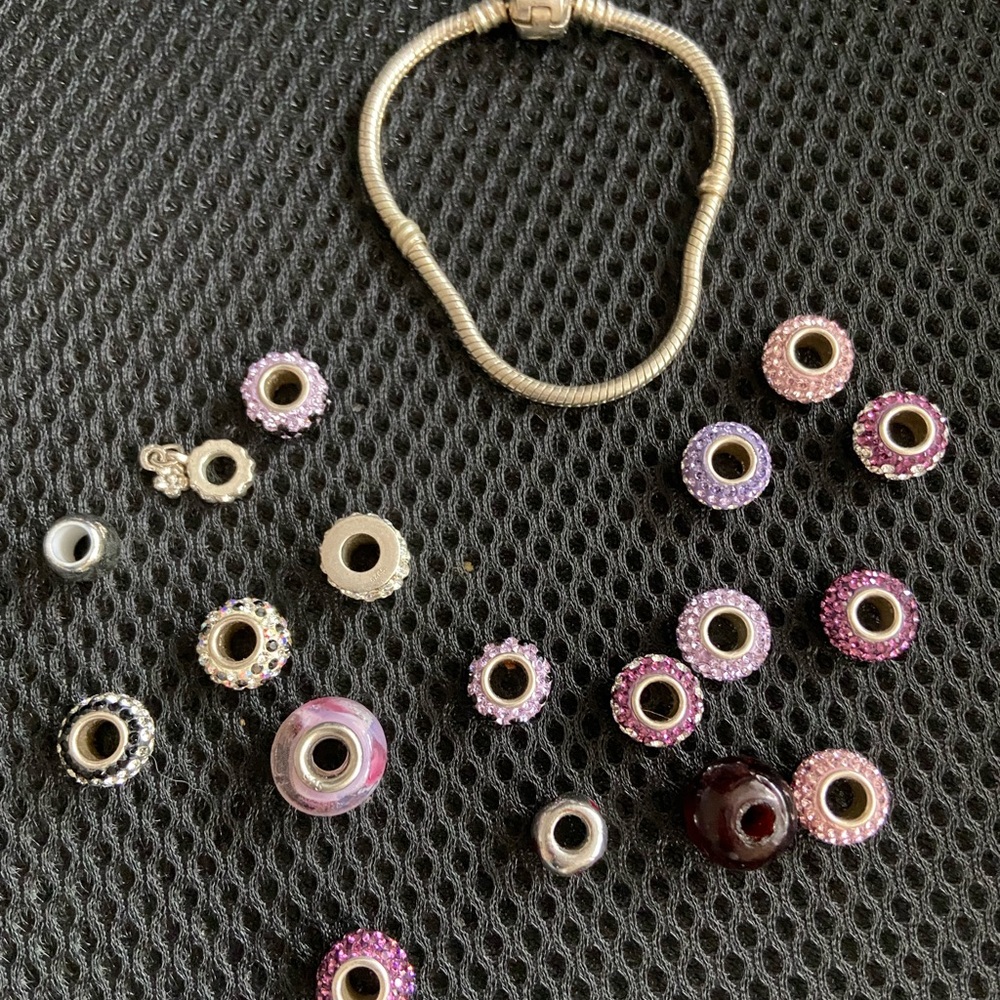 Silver Pandora Bracelet with assorted beads